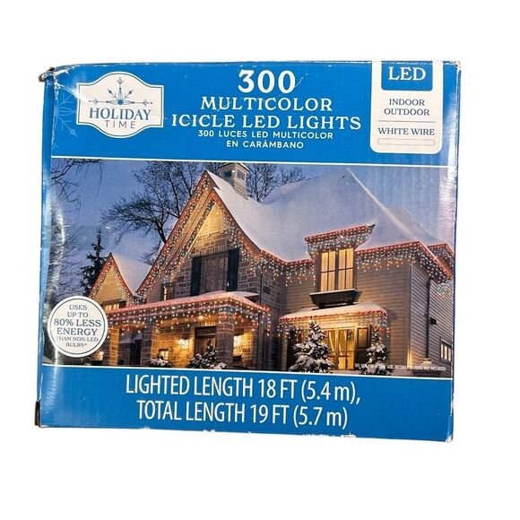 New ! 300-Count Warm White LED Icicle Christmas Lights with White Wire, 19' - Picture 1 of 8